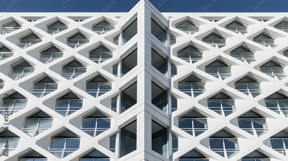 Ai generated illustration of a modern building with a glass facade and multiple windows Ai generated illustration of a modern building with a glass facade and multiple windows