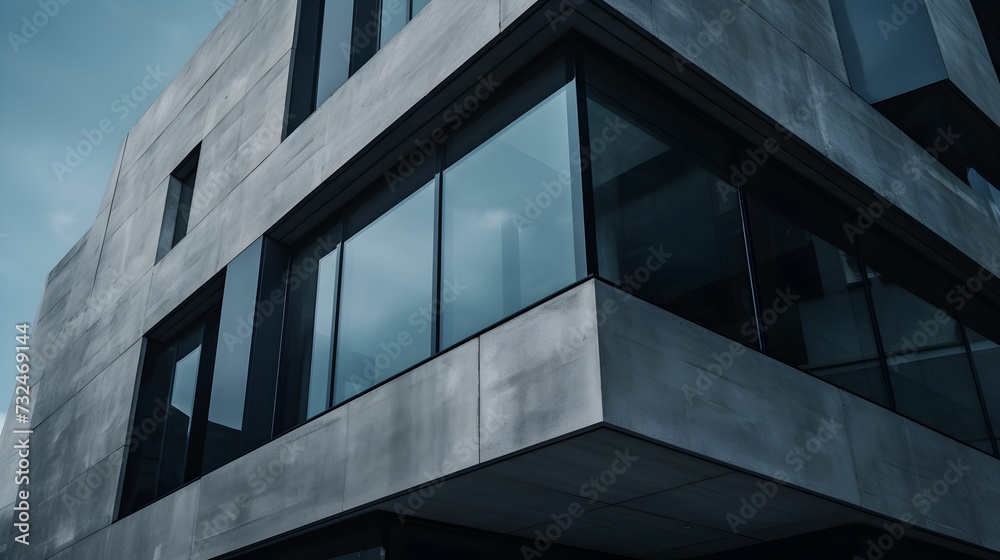 Ai generated illustration of a modern building with a glass facade and multiple windows Ai generated illustration of a modern building with a glass facade and multiple windows