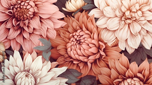 AI generated illustration of a beautiful vibrant abstract floral background for wallpapers