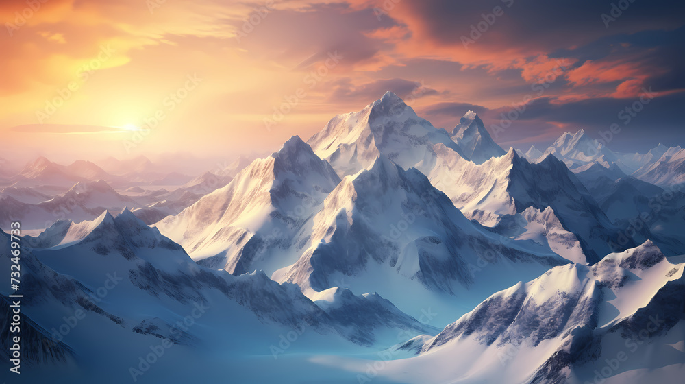 Stunning mountains, panoramic peaks PPT background Stunning mountains, panoramic peaks PPT background