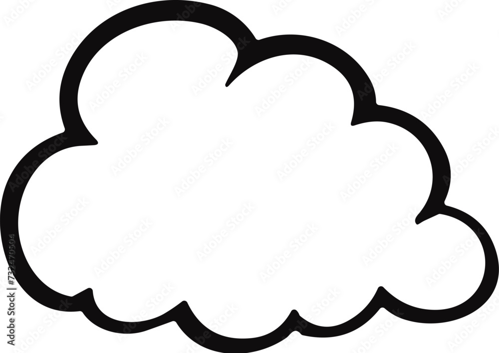 Vector illustration of a cartoon cloud in black outline on a white background Vector illustration of a cartoon cloud in black outline on a white background