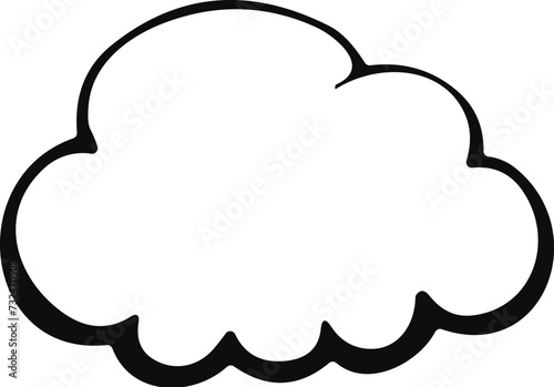 Vector illustration of a cartoon cloud in black outline on a white background