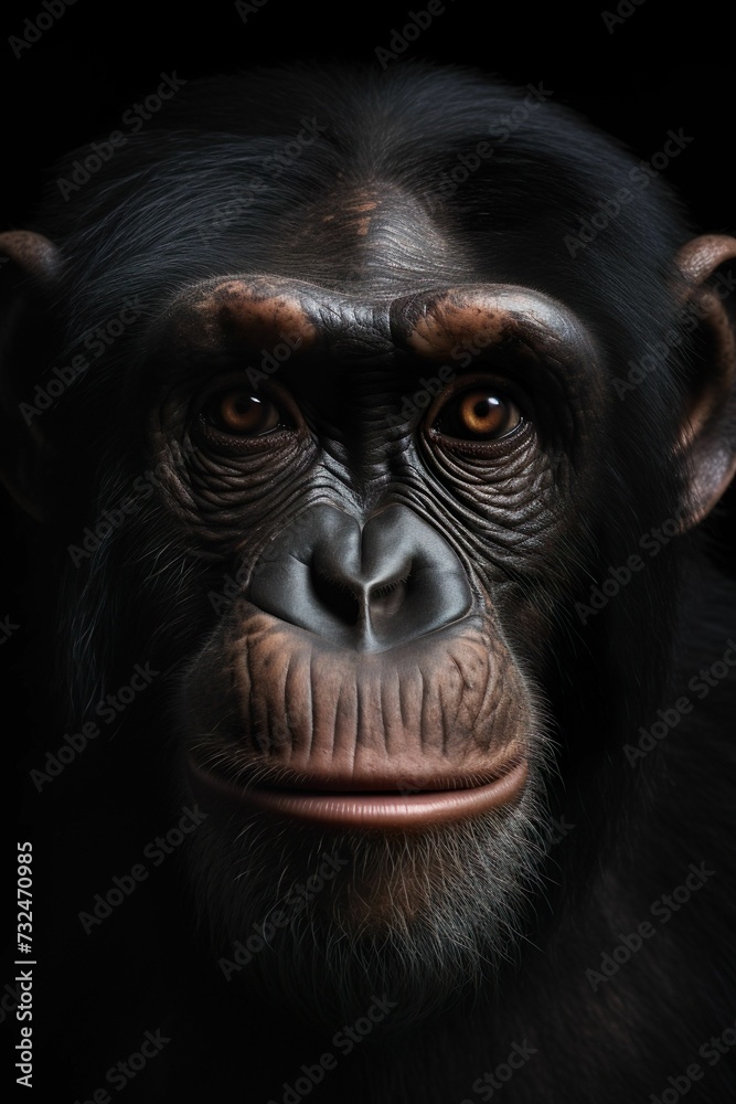 AI generated chimpanzee on black background