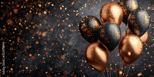 Golden Glitter Balloons: A Sparkling Celebration for the New Year Generative AI