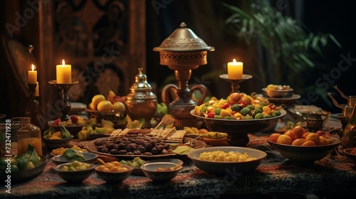 Showcase the timeless beauty of the Ramadan Iftar Table through a lens of cultural appreciation.
