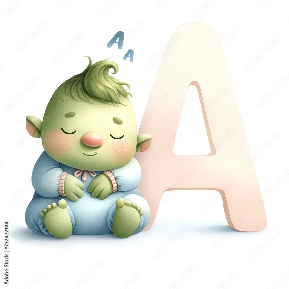 Sleepy Ogre Companion by the Letter 'A' - AI generated digital art Sleepy Ogre Companion by the Letter 'A' - AI generated digital art