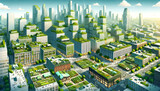 Futuristic Green Rooftop Cityscape.