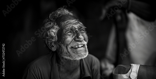 old man black image, Highlight the beauty of human expression through a collection of candid shots capturing laughter, tears, and contemplation 