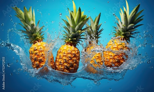 ripe pineapple with a splash of water