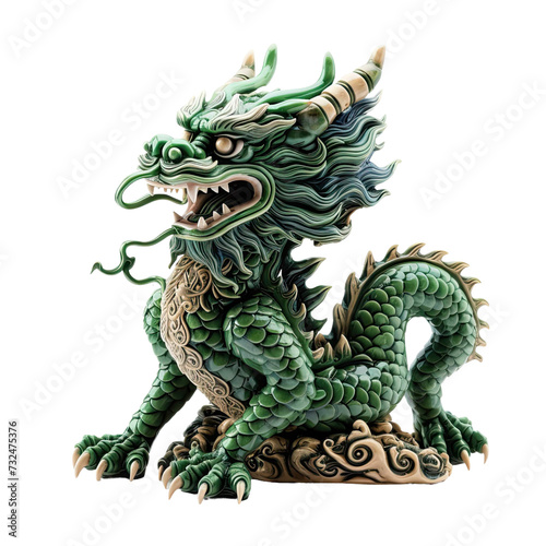 green Dragon carved on transparent background
