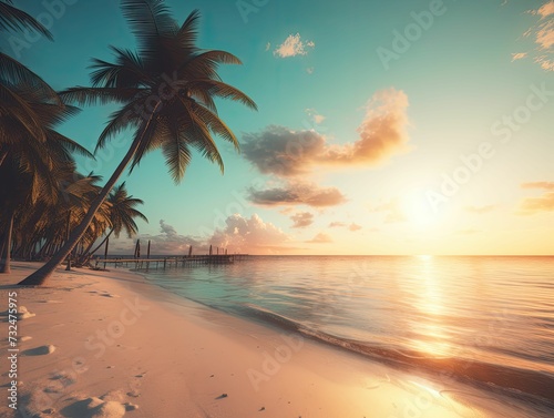 Tropical Paradise  A Breathtaking Beach Getaway. Ai Generative