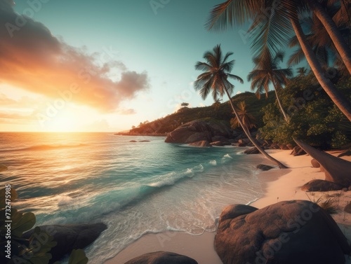 Tropical Paradise  A Breathtaking Beach Getaway. Ai Generative