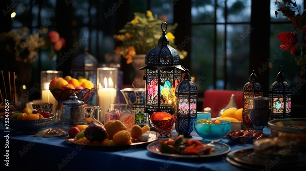 the vibrant array of colors on the Ramadan Iftar Table with precision and clarity.
