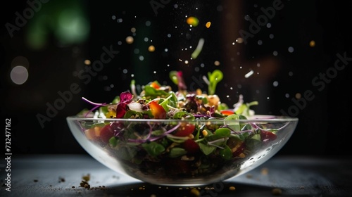 AI generated illustration of a bowl of freshly prepared salad © Wirestock