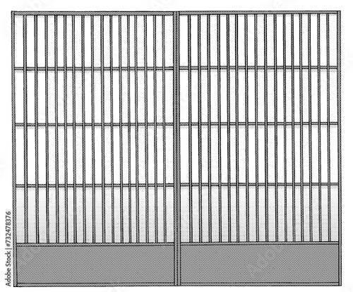 Wallpaper Mural 漫画風ペン画イラスト　和風_室内 塀 垣根 Torontodigital.ca