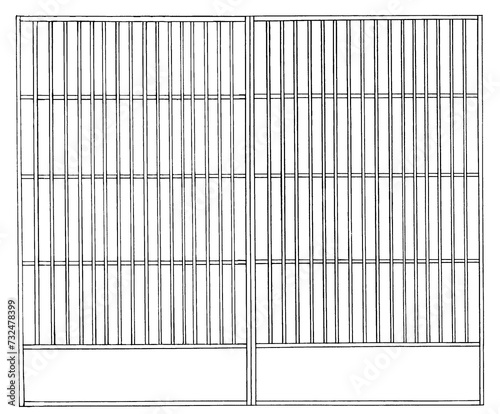 Wallpaper Mural 漫画風ペン画イラスト　和風_室内 塀 垣根 Torontodigital.ca