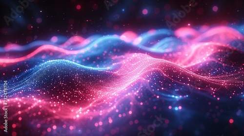 Pink and Blue Waves of Light: A Colorful and Vibrant Display of Neon Lights Generative AI