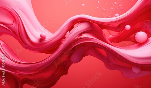 
Pink milk drinking water splashes to form pink waves on a pink background