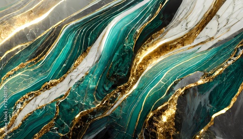 Fluid art with marble waves in turquoise, gold, and white colors blending to create a marbled effect.