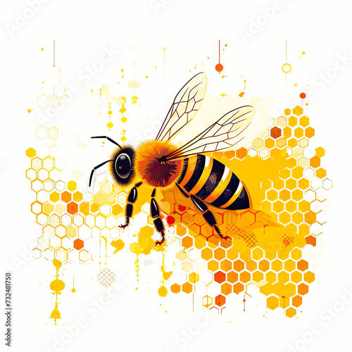 image of a honey bee on a white background