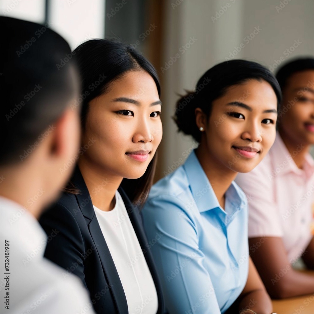 AI generated illustration of two young adult ethnic females in professional business attire AI generated illustration of two young adult ethnic females in professional business attire