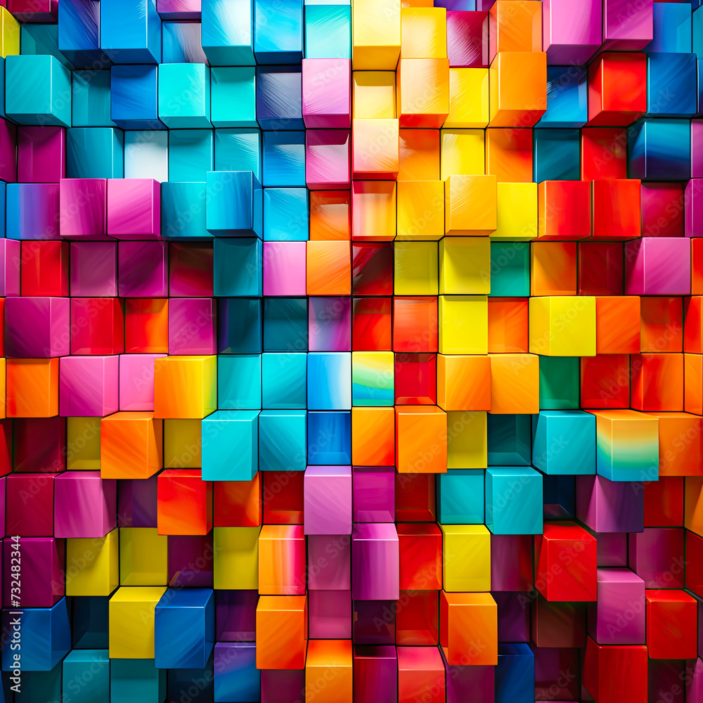 a wall of brightly colored cubes a wall of brightly colored cubes