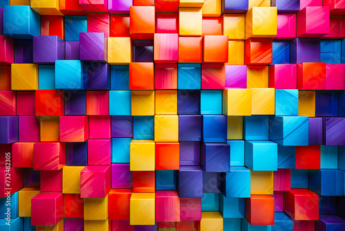a wall of brightly colored cubes photo