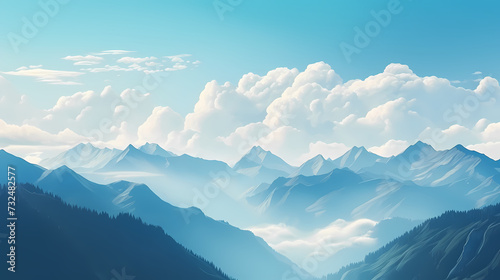 Majestic mountains  panoramic peaks PPT background