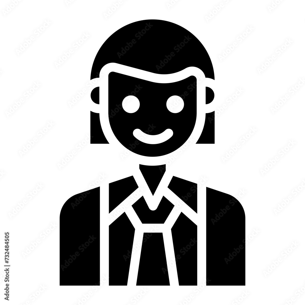 Staff Female icon vector image. Can be used for Staff Management. Staff Female icon vector image. Can be used for Staff Management.