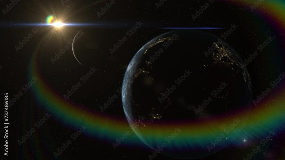 Animation of the solar eclipse against the planet Earth