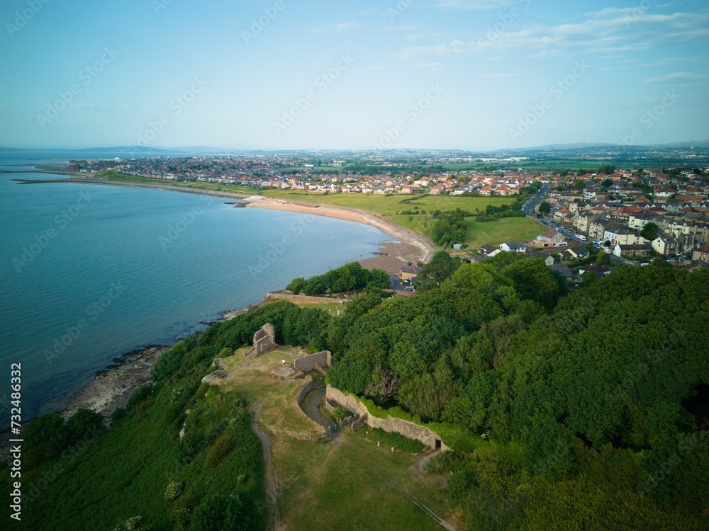 Drone view of Morecambe on a sunny day in England