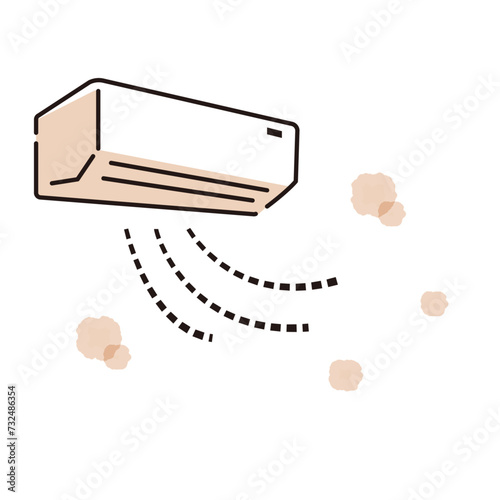 温風が出るエアコンのイラスト