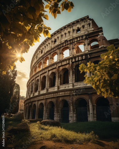 AI generated illustration of a breathtaking view of the Coliseum in Italy