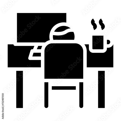 Home Office Desk icon vector image. Can be used for Remote Working.