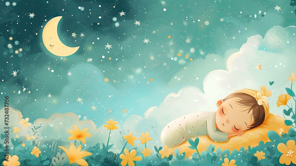 Greeting Card and Banner Design for Baby Sleeping Day Background Greeting Card and Banner Design for Baby Sleeping Day Background