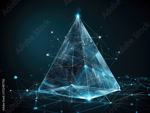 Data technology abstract futuristic illustration . Low poly shape with connecting dots and lines on dark background © buraratn