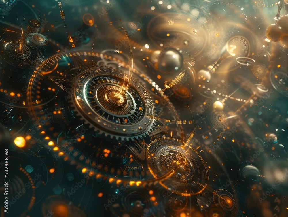 Fantasy abstract technology and engineering background with original organic motion