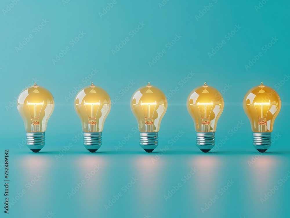 Row of light bulbs.Idea concept on blue background Row of light bulbs.Idea concept on blue background