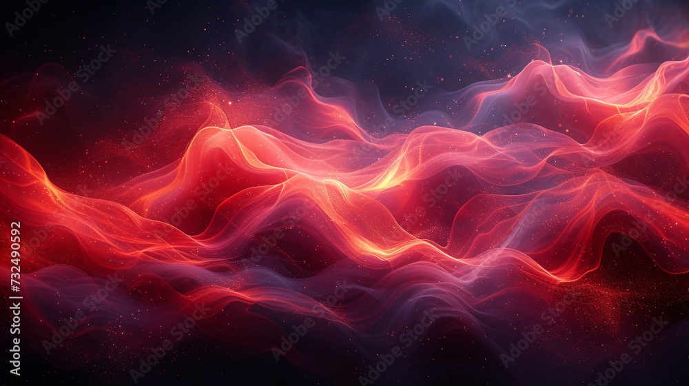 Glowing Waves of Red and Orange: A Stunning Visual of the Monthly Event 'Red October' Generative AI