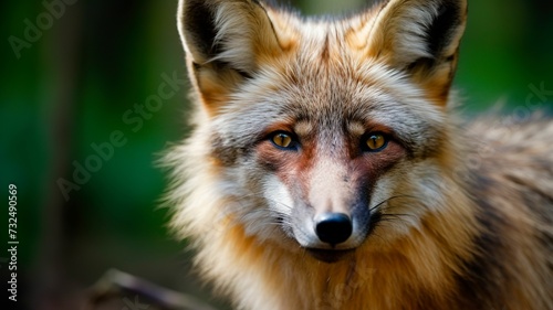 AI generated illustration of a red fox in a field under the sunlight with a blurry background © Wirestock