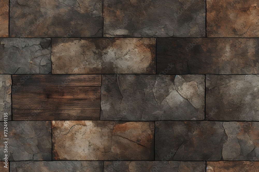 texture of old and abandoned floor of big bricks - obrazy, fototapety, plakaty 