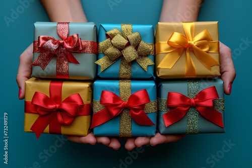 Gift Wrapping Hands Holding Presents for Christmas Generative AI