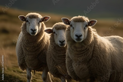 Sheep standing in a lush green meadow, ai-generated