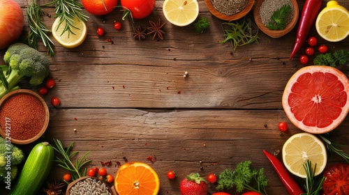 vegetables on wooden table, background, for fotoshooting, food fotoshooting, prouduct placement, ai generative photo