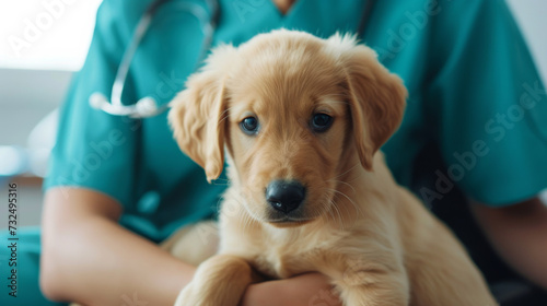 Puppy on a Veterinarian's Lap