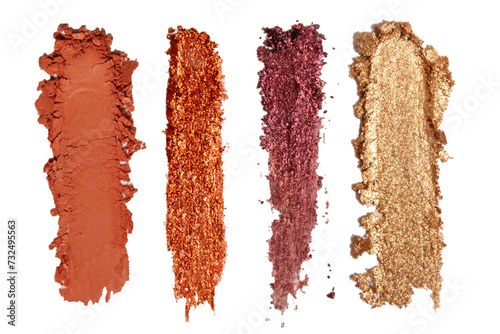 Canvas Print Set of brush strokes of glitter and matte eyeshadows on a blank background on a