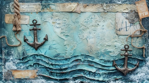 Nautical themed scrapbook with copy space