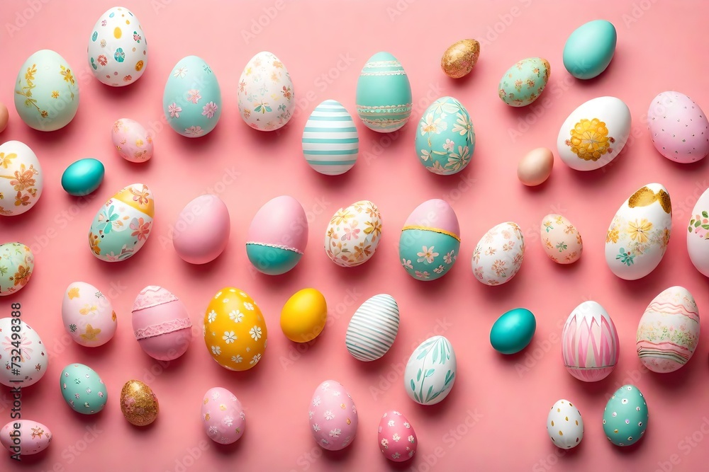 easter eggs on solid background