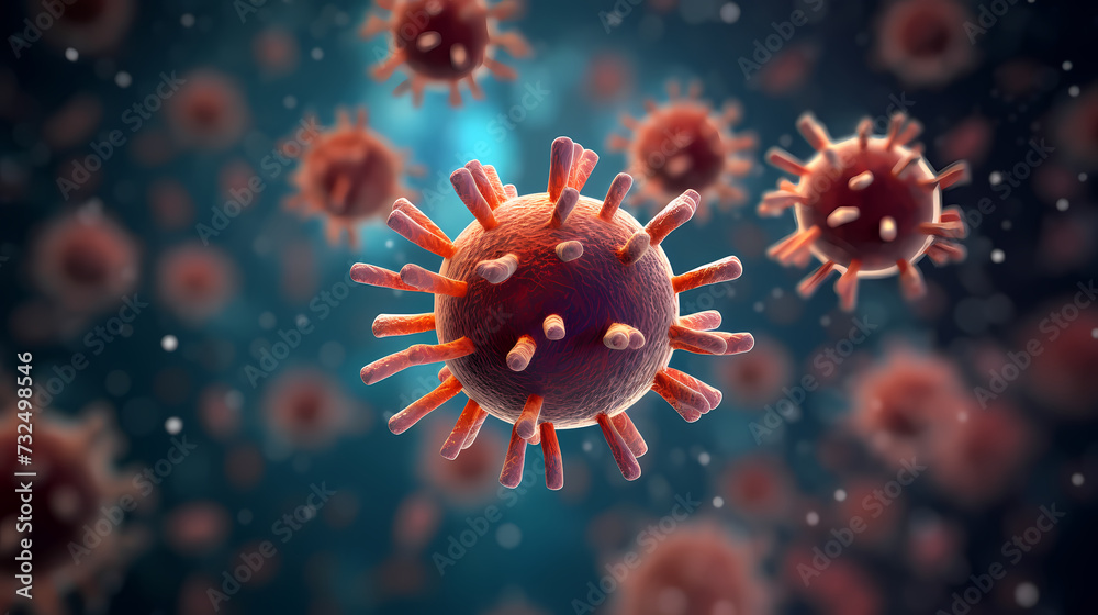 Various shapes of bacteria, probiotics under microscope, science, medicine concept background Various shapes of bacteria, probiotics under microscope, science, medicine concept background