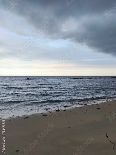 Scenic view of a beach during cloudy weather